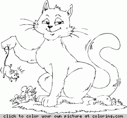 cat caught mouse coloring page - coloring.com