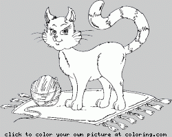 cat with ball of yarn coloring page - coloring.com
